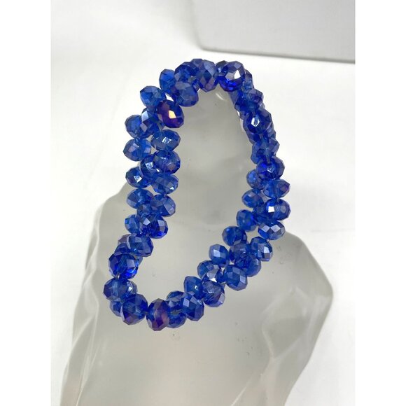 Shades Of Blue Glass Jewelry Bead Necklace Stretch Bracelet & Millefiori Drop Ea - Picture 5 of 12